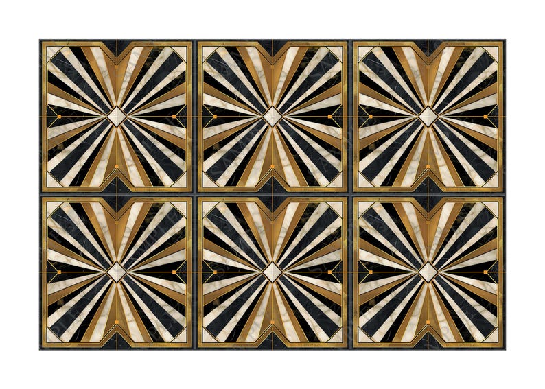 Vintage Art Deco Design Ceramic Tile Black and Gold Tones Art Deco ...