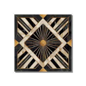 Vintage Art Deco Design Ceramic Tile Black And Gold Tones Art Deco Kitchen Backsplash Tile Art Deco Bathroom Tile - Free Shipping