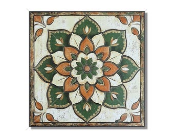 Green Ceramic Tile Antique Design Tile - Green Patterned Kitchen Backsplash Tile - Bathroom Wall Tile - Green Accent Tiles -