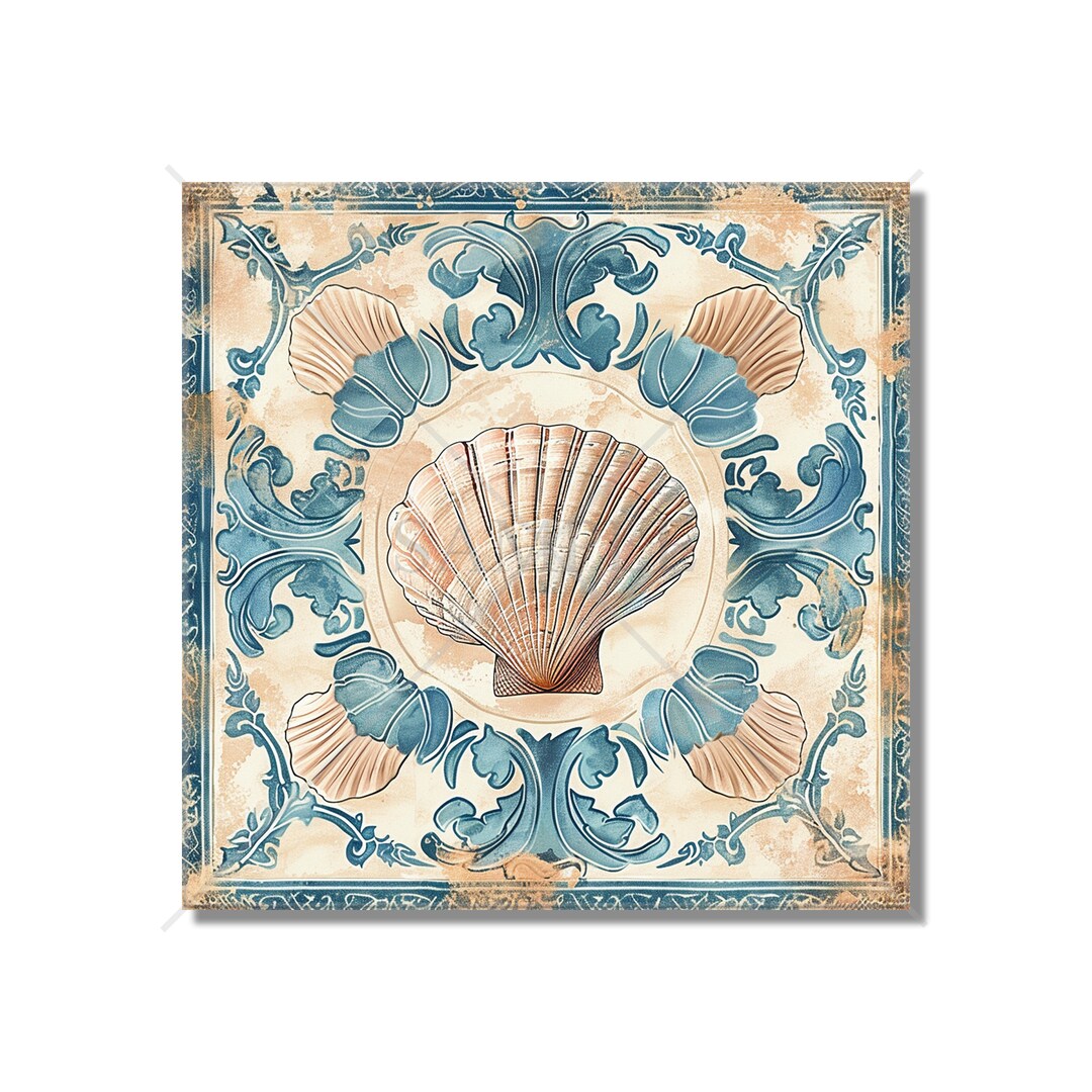 Beach Shell Design Ceramic Tile - Beach Kitchen Backsplash Tile - Beach ...