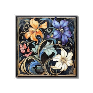 Ceramic Tile Vintage Art Nouveau Flower Design Art Nouveau Kitchen Backsplash Tiles Floral Tile Multi Colored Accent Tiles Free Shipping