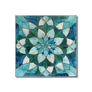 Ceramic Tile Turquoise Blue Green Design - Kitchen Backsplash Tile - Blue Green Bathroom Tile - Unique Tile Backsplash - Free Shipping