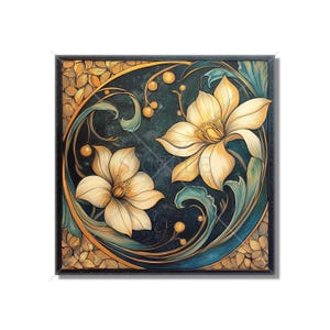 Blue Cream Vintage Art Nouveau Deco Design Ceramic Tile Art Nouveau Kitchen Accent Backsplash Floral Tile Art Nouveau Bathroom Free Shipping