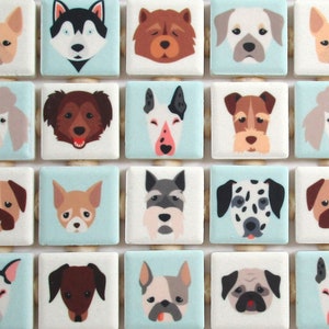 Dog Faces Mosaic - Ceramic Mosaic Tiles - 36 Pieces Dogs Mosaic Tile - Dog Mosaic Tile Pieces  - Mixed Dog Mosaic Wall Tiles - Free Shipping
