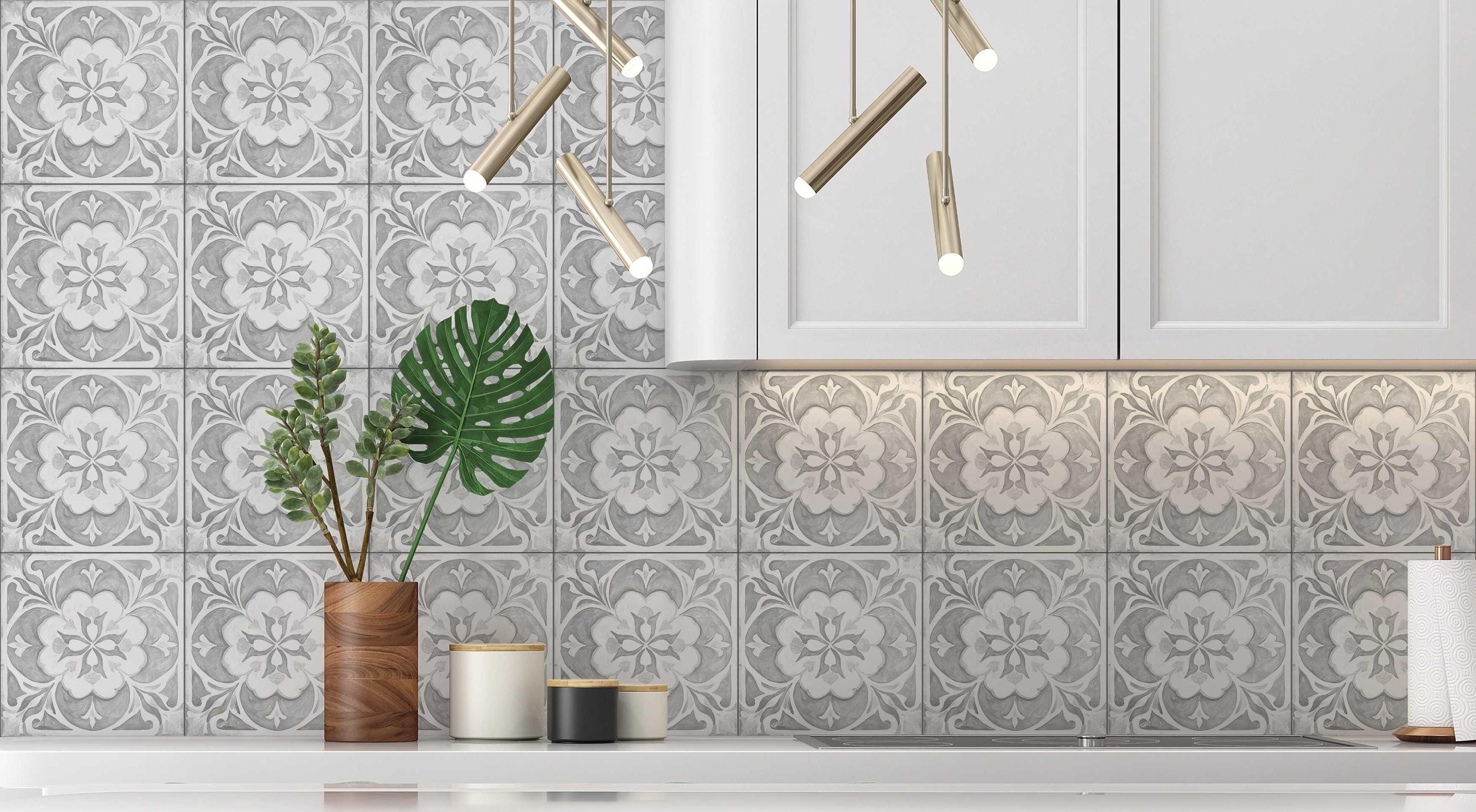 Ceramic Tile Gray Patterned Vintage Design Grey Ceramic Tiles - Grey ...