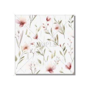 Botanical Floral Ceramic Tile - Botanical Kitchen Backsplash Tile - Botanical Bathroom Tile - Botanical Fireplace Surround Tile
