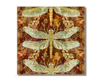 Copper Green Dragonfly Design Ceramic Accent Tile - Kitchen Accent Tile - Backsplash Tile Bathroom Accent Tiles - Fireplace Tile