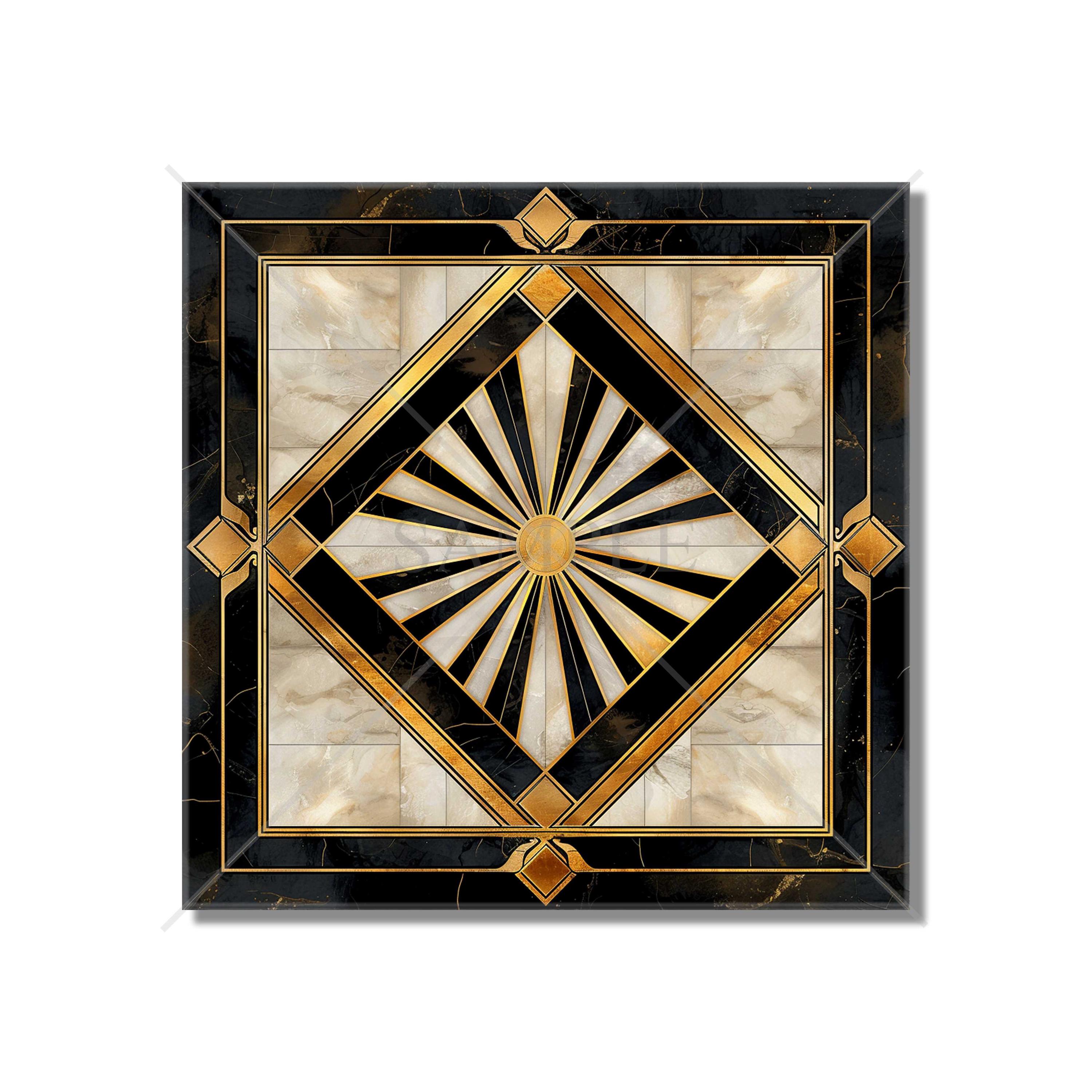 Vintage Art Deco Design Ceramic Tile Black and Gold Tones Art Deco ...