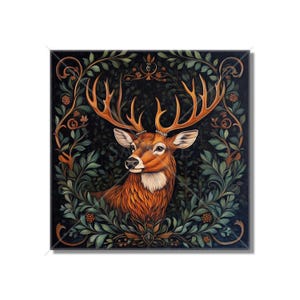 Deer Design Ceramic Tile Woodland Deer Vintage Design Deer Ceramic Tile  - Deer Tile Magical Deer Design Home Decor Deer Mural Free Shipping