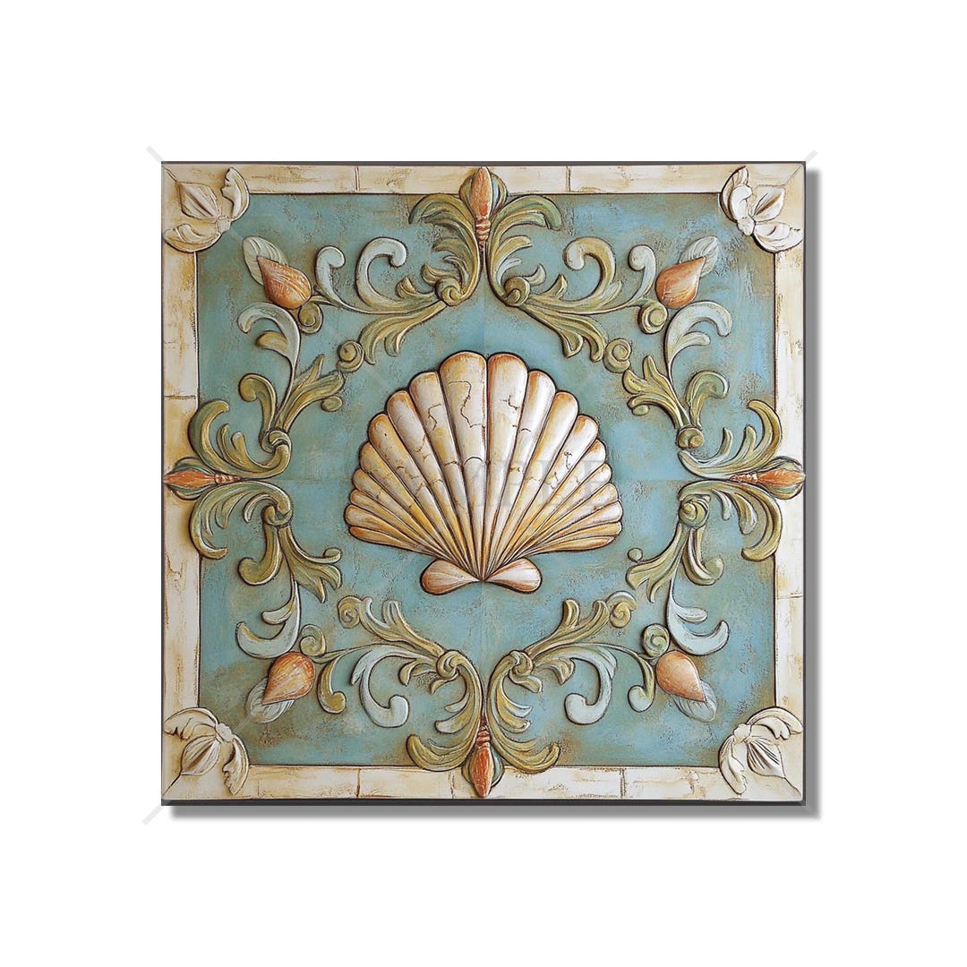 Beach Shell Design Ceramic Tile - Beach Kitchen Backsplash Tile - Beach ...