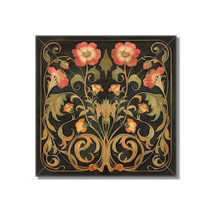 Vintage Art Nouveau Floral Design Ceramic Tile - Kitchen Backsplash Tile Bathroom Tile Antique Design Tile - Fireplace Tile - Staircase Tile
