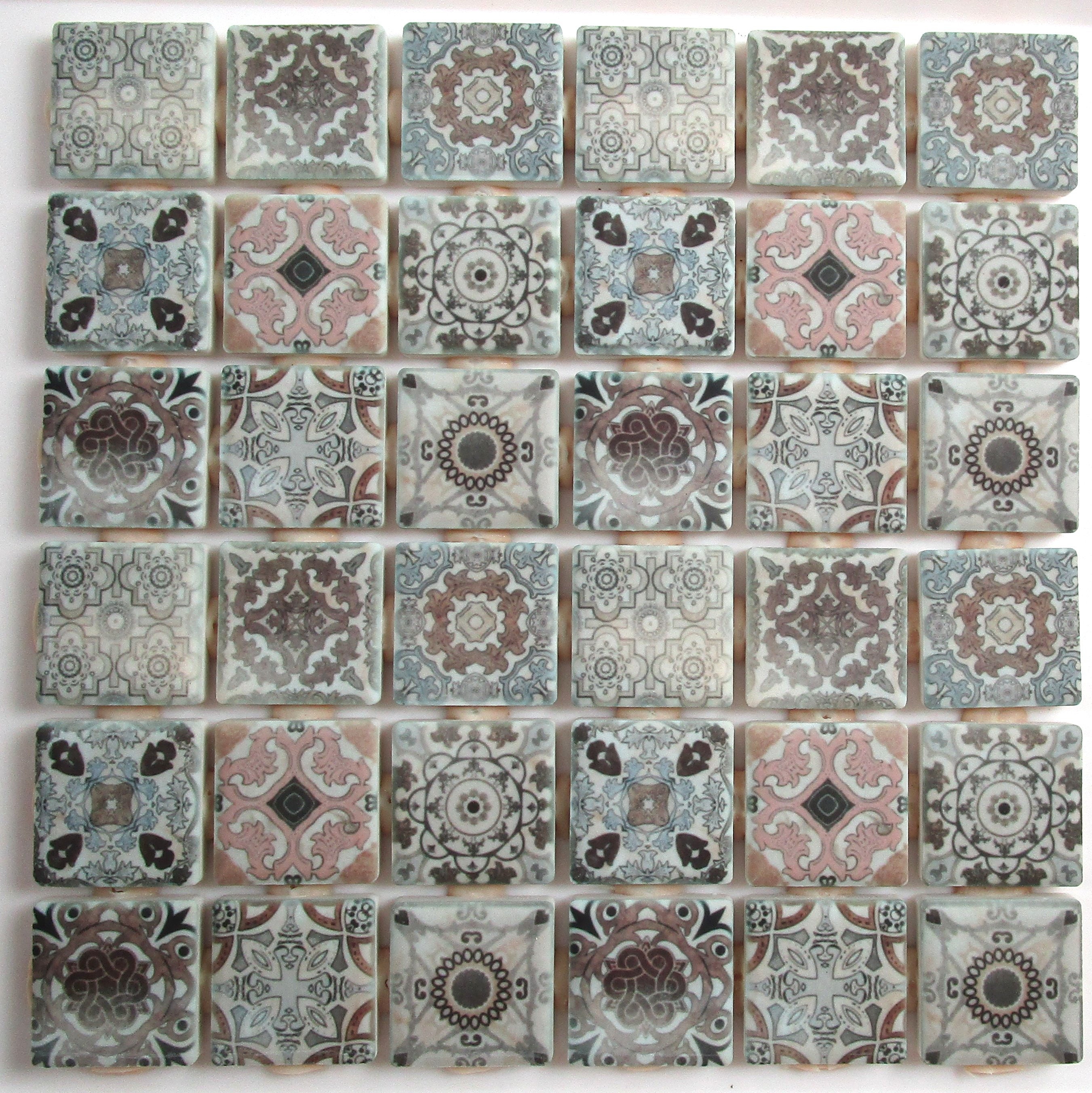 Ceramic Mosaic Tiles Vintage Moroccan Tan Blue Grey Mosaic - Etsy