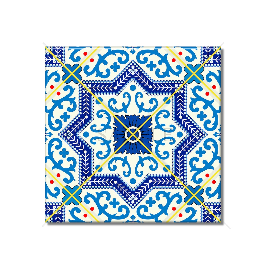 Blue Yellow Red Ceramic Tile - Moroccan Tile Design Kitchen Backsplash ...