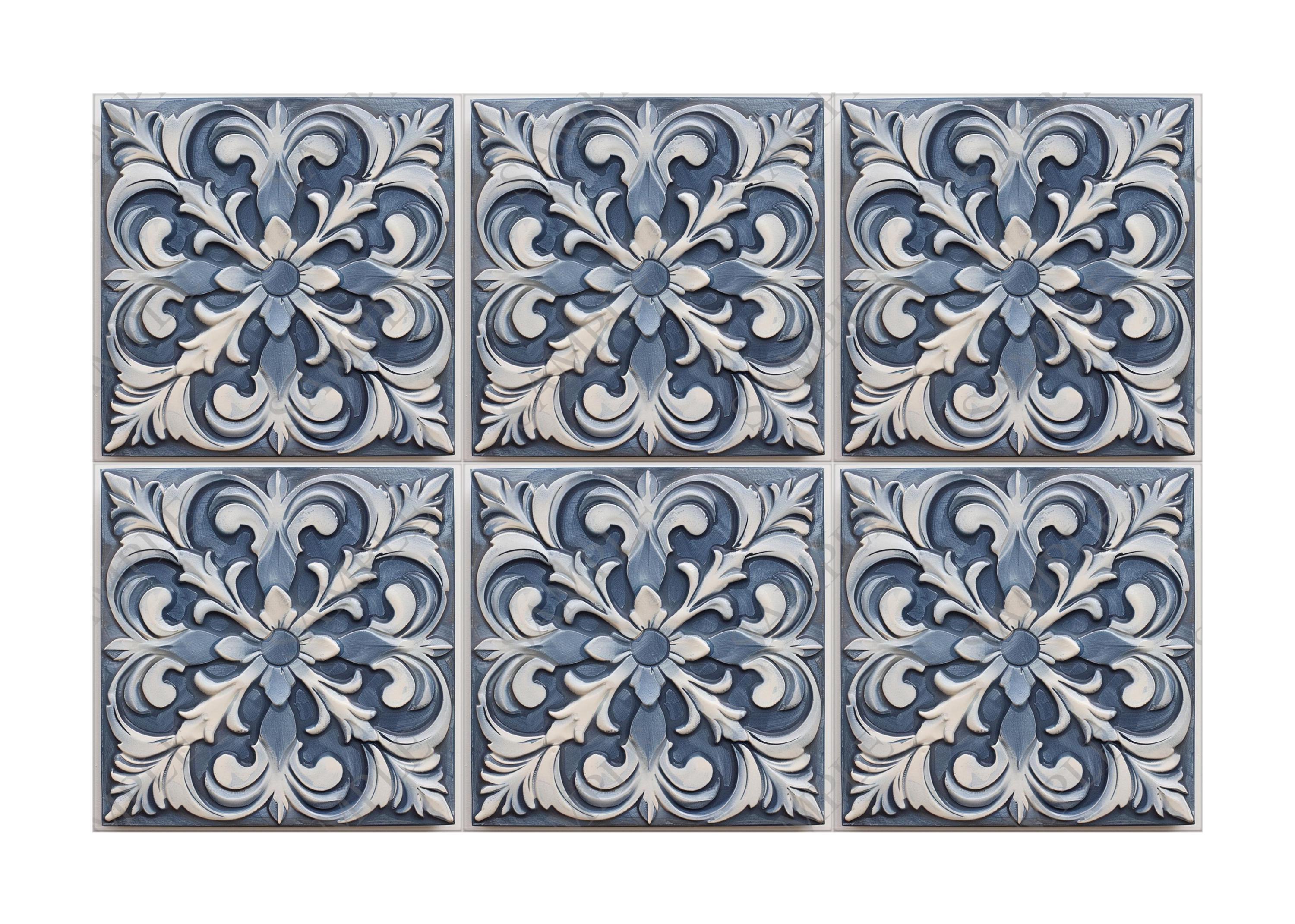 Blue Gray Ceramic Tile - Vintage Moroccan Tile Design - Kitchen ...