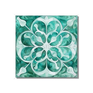 Ceramic Tile Teal Patterned Kitchen Backsplash Tile - Teal Blue Green Bathroom Tile - Unique Tile Backsplash - Free Shipping