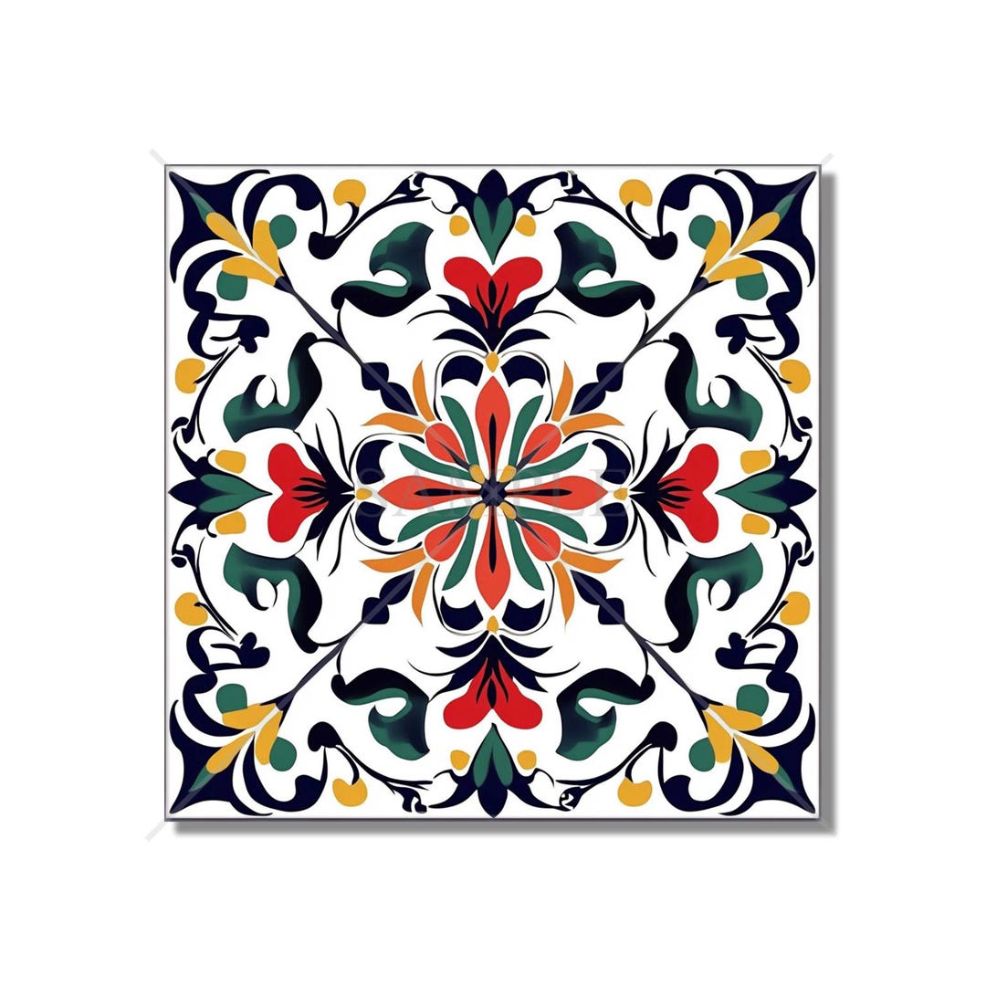 Multi Colored Italian Design Ceramic Tile - Blue Yellow Green Red ...