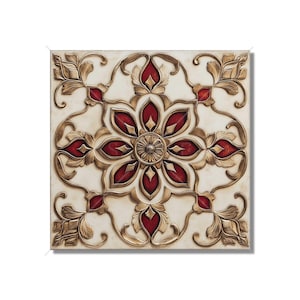 Red Cream Decorative Ceramic Tile - Unique Red Kitchen Backsplash Tiles - Red Bathroom Tiles - Red Accent Tiles - Red Fireplace Tile