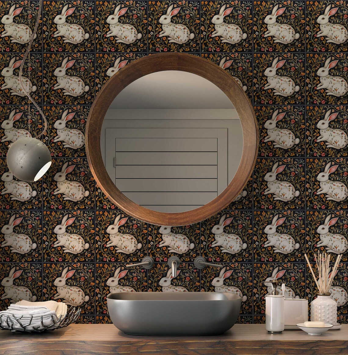 Vintage Rabbit Design Ceramic Tile - Kitchen Backsplash and Bathroom ...