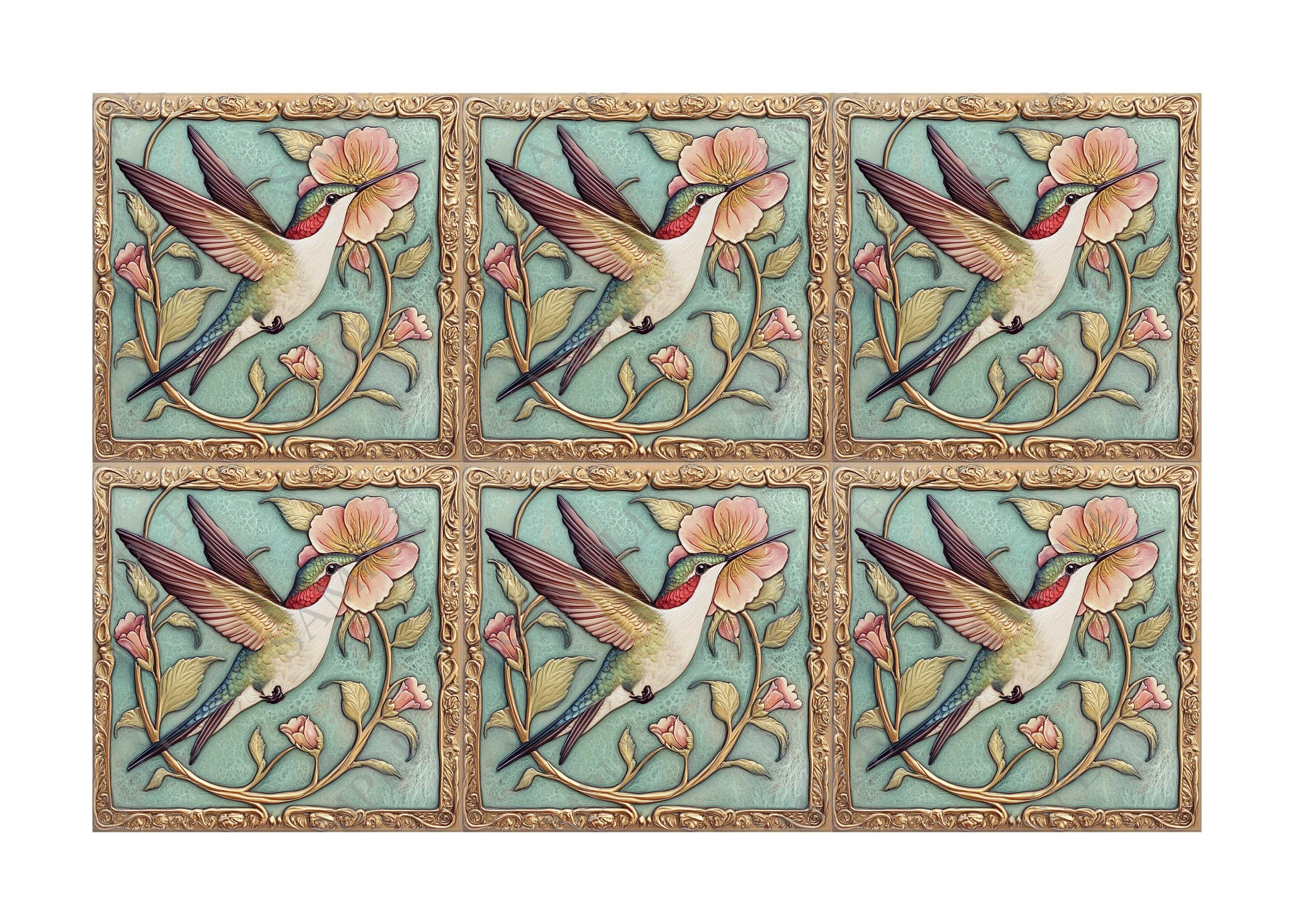 Hummingbird Tile Inlay Hummingbird Design Ceramic Tile - Ceramic Tiles With Birds ...