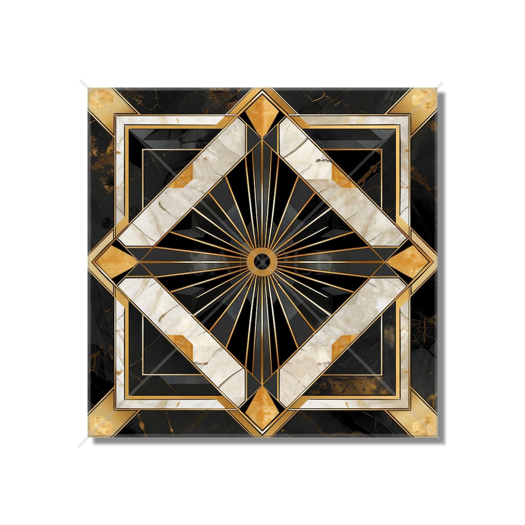 Vintage Art Deco Design Ceramic Tile Black and Gold Tones Art Deco ...
