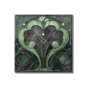 Ceramic Tile Dark Green And Gray Vintage Art Deco Design - Art Deco Kitchen Backsplash Tile Art Deco Bathroom Tile - Free Shipping