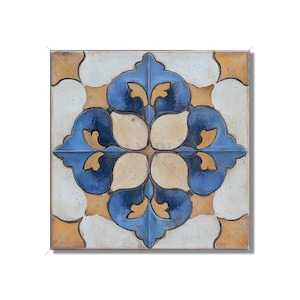 Blue And Beige Ceramic Tile - Vintage Moroccan Tile Design - Kitchen Backsplash Tile Bathroom Wall Tile Decorative Patterned Ceramic Tile