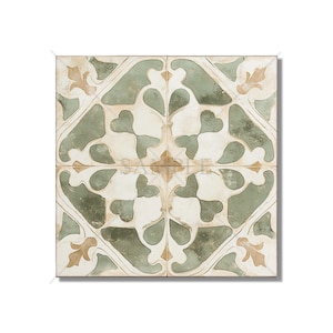 Sage Green Ceramic Tile Antique Pattern Green And Tan Kitchen Backsplash Tile - Green Bathroom Wall Tile Kitchen Accent Tiles