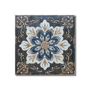 Dark Blue Ceramic Tile Vintage French Design Kitchen Backsplash Tile - Dark Blue Bathroom Wall Tiles - Patterned Decorative Fireplace Tiles