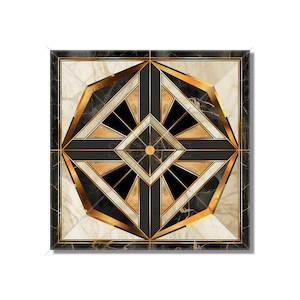 Vintage Art Deco Design Ceramic Tile Black And Gold Tones Art Deco Kitchen Backsplash Tile Art Deco Bathroom Tile - Free Shipping