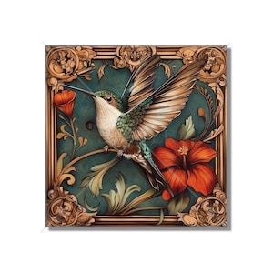 Hummingbird Design Ceramic Tile - Ceramic Tiles With Birds - Hummingbird Home Decor - Bird Mural - Tile With Animals Designs Free Shipping
