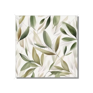 Botanical Leaves Ceramic Tile - Botanical Kitchen Backsplash Tile - Botanical Bathroom Tile - Botanical Fireplace Surround Tile