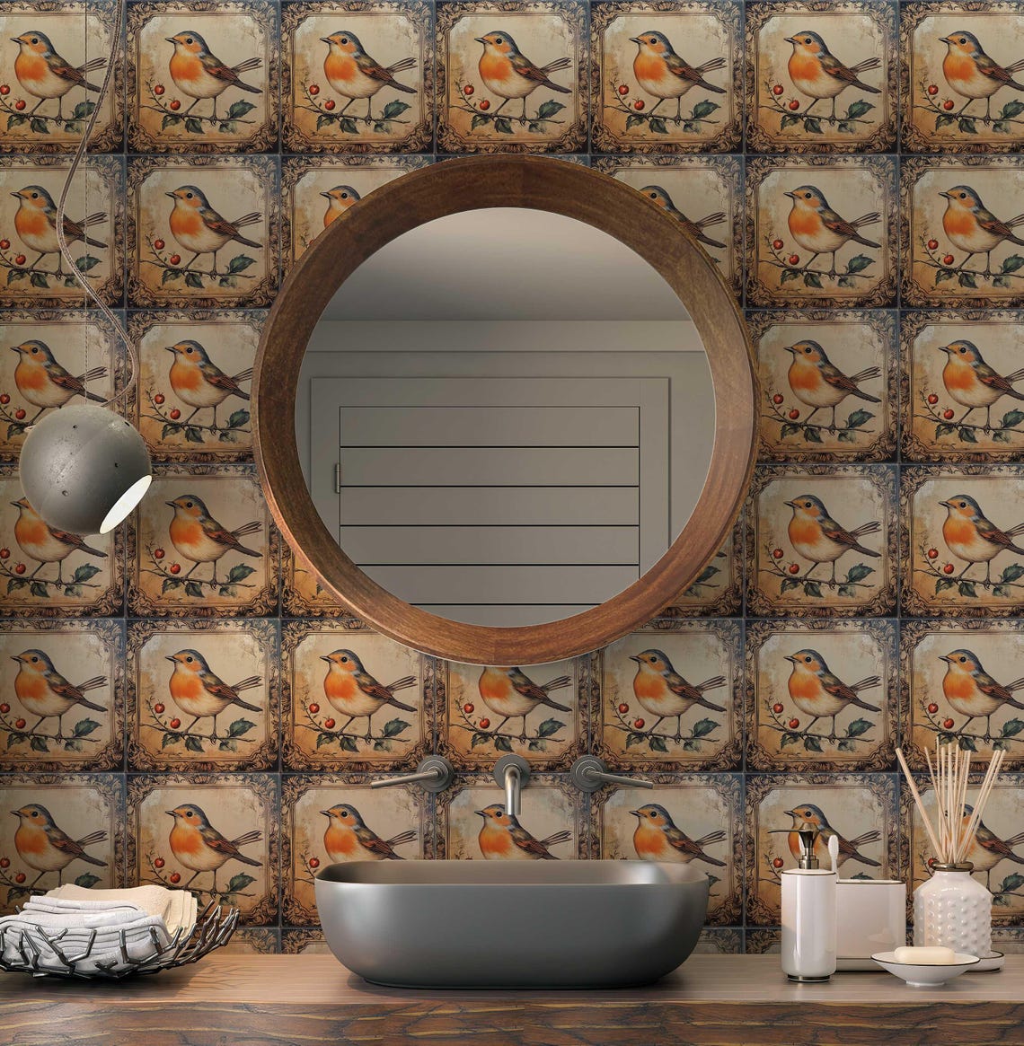 Vintage Bird Design Ceramic Tile - Ceramic Tiles With Birds - Bird ...
