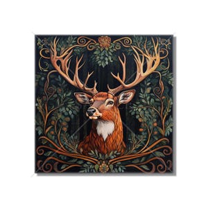 Deer Design Ceramic Tile Woodland Deer Vintage Design Deer Ceramic Tile  - Deer Tile Magical Deer Design Home Decor Deer Mural Free Shipping