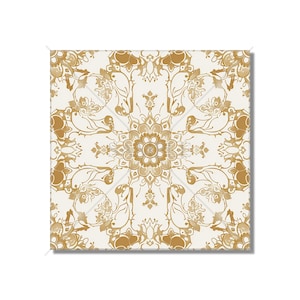 Tan And White Ceramic Tile - Vintage French Floral Tile Design - Unique Kitchen Backsplash Tile Unique Bathroom Tile Patterned Ceramic Tile