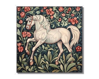 Horse Design Ceramic Tile - Patterned Horse Ceramic Tiles - Animal Design Tiles - Horse Design Home Decor - Horse Mural -