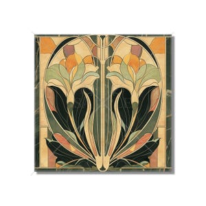 Vintage Art Nouveau Floral Design Ceramic Tile - Kitchen Backsplash Tile Bathroom Tile Antique Design Tile - Fireplace Tile - Staircase Tile