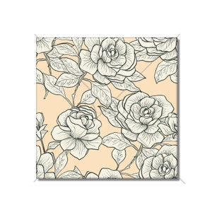Vintage Botanical Floral Ceramic Tile - Light Peach And Ivory Ceramic Tile - Vintage Floral Rose Tile - Botanical Backsplash Tile