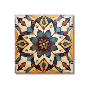 Multi Colored Ceramic Tile - Vintage Moroccan Tile Design - Unique Backsplash Tile - Bathroom Tile - Kitchen Accent Tiles - Free Shipping