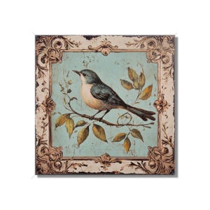 Vintage Bird Design Ceramic Tile - Ceramic Tiles With Birds - Bird Design Home Decor - Bird Mural - Tile With Animals Bird Accent Tiles