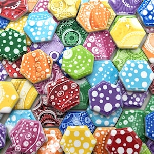 SALE 1 Pound Candy Colors Mixed Mosaic Tiles Hexagon Shaped Ceramic - Rainbow Mosaic Tiles Mosaic Art Tiles Bulk Mosaic Tiles Free Shipping