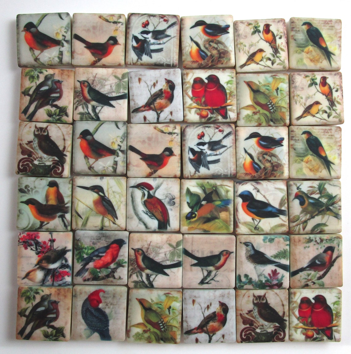 Ceramic Mosaic Tiles Vintage Birds Designs Mixed Mosaic Tile Etsy