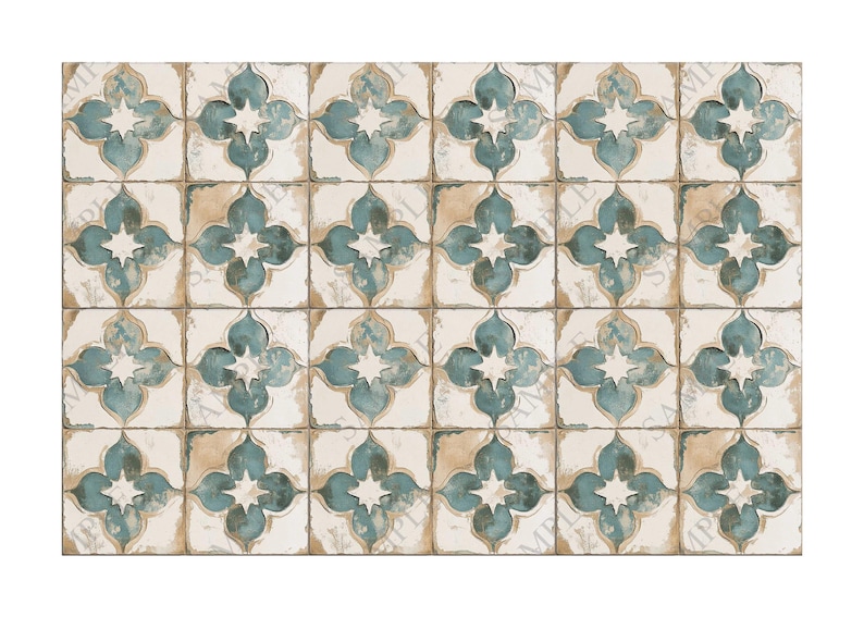 Blue Green Ceramic Tile Vintage Moroccan Design Kitchen Tile Backsplash ...