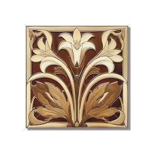 Ceramic Tile Kitchen Backsplash Tile - Copper Brown Gold Vintage Art Nouveau Design Bathroom Tile Antique Reproduction Tile - Fireplace Tile