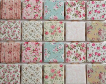 Roses Pink Mixed Mosaic Tile Ceramic Mosaic Tiles Shabby Chic - Mosaic Tile Pieces 36 Pieces Mixed Flower Mosaic Tiles