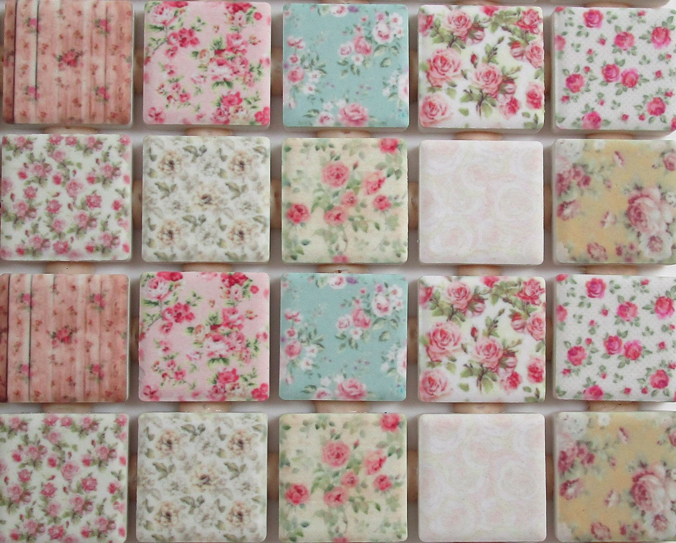 Roses Pink Mixed Mosaic Tile Ceramic Mosaic Tiles Shabby Chic