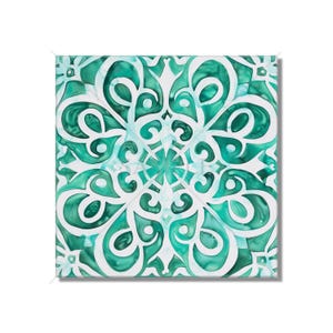 Ceramic Tile Teal Patterned Kitchen Backsplash Tile - Teal Blue Green Bathroom Tile - Unique Tile Backsplash - Free Shipping
