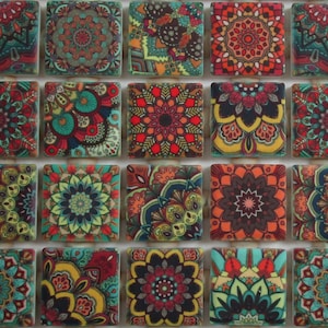 Ceramic Mosaic Tiles - Vintage Colors Tile Design Medallions Mosaic Tile 36 Pieces Mixed Design Kitchen Backsplash Tile - Bathroom Tile