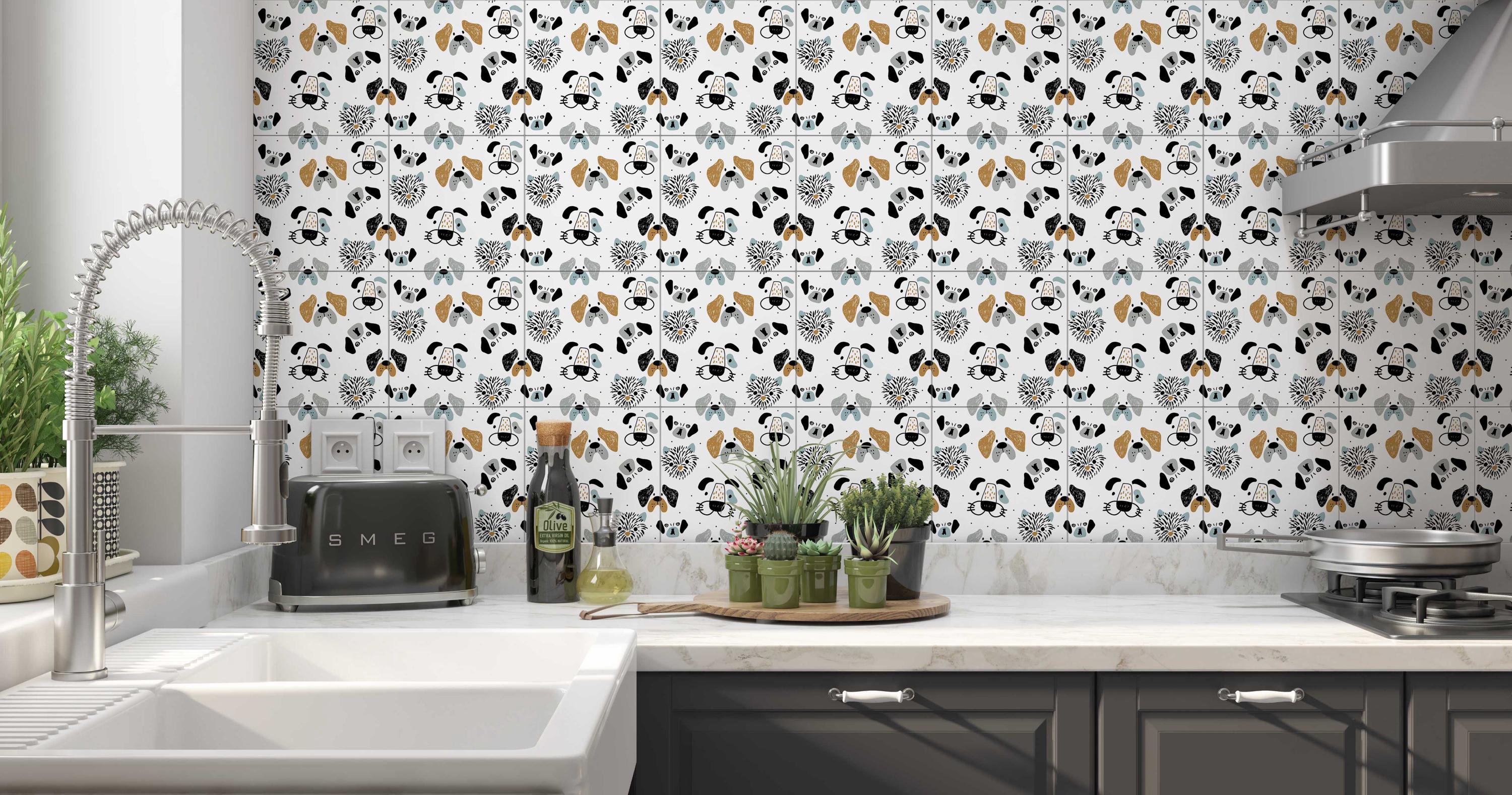 Dog Fun Tile Dogs Design Ceramic Tile Patterned Ceramic Tile - Kitchen Backsplash ...