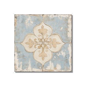 Aged Blue Beige Ceramic Tile Vintage Aged Design Tile - Unique Patterned Kitchen Backsplash Tile - Unique Bathroom Tile Accent Tiles
