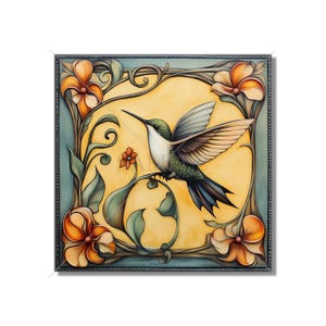 Hummingbird Design Ceramic Tile - Ceramic Tiles With Birds - Hummingbird Home Decor - Bird Mural - Tile With Animals Designs Free Shipping